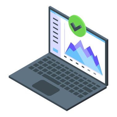 Dizüstü bilgisayarın grafik ikonu izometrik vektörü. Web planı
