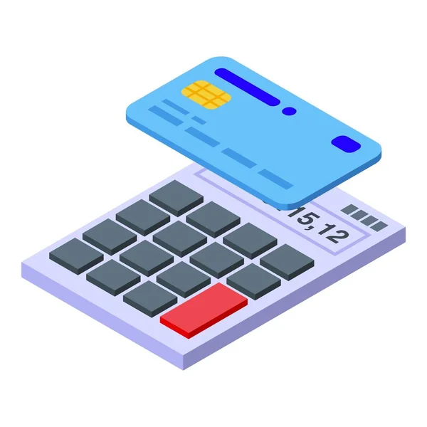 Icono de la calculadora de tarjetas de crédito vector isométrico. Dinero efectivo — Archivo Imágenes Vectoriales