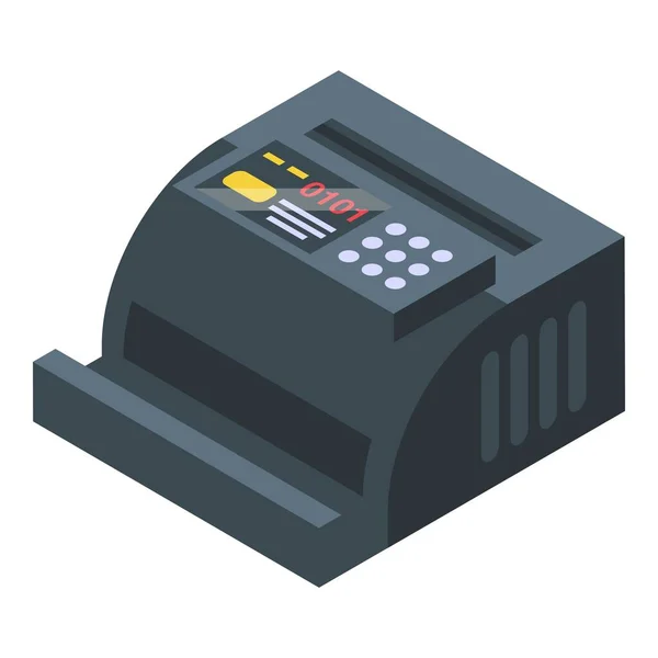 Cajero automático icono de la máquina vector isométrico. Contando dinero — Vector de stock