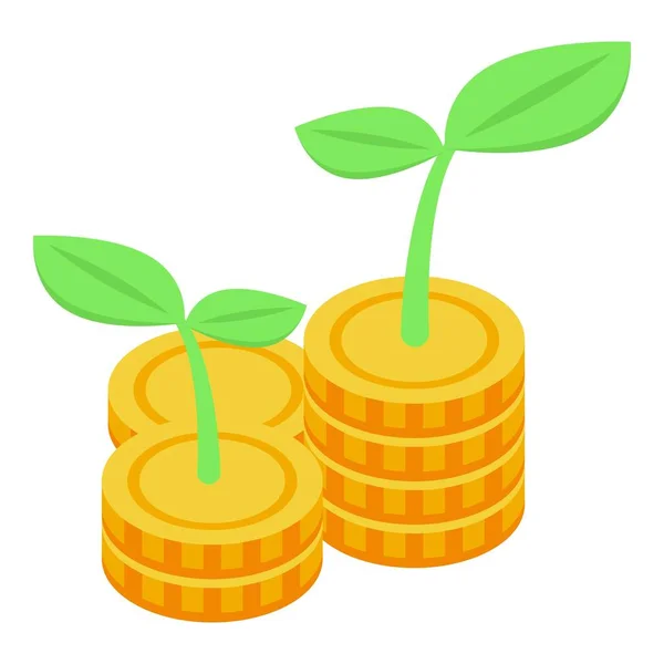 Die Münzfinanzierung unterstützt einen isometrischen Icon-Vektor. Finanzielle Mittel — Stockvektor