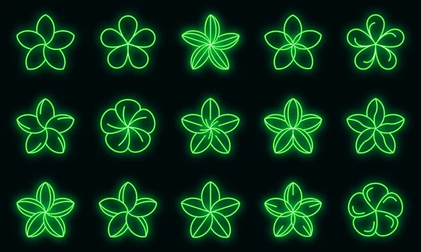 Plumeria icons set vector neon — Stock Vector