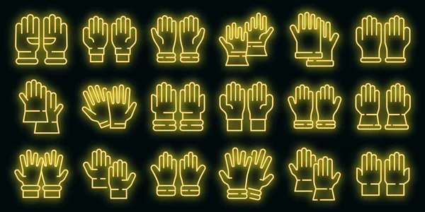 Medical gloves icons set vector neon — Stock Vector