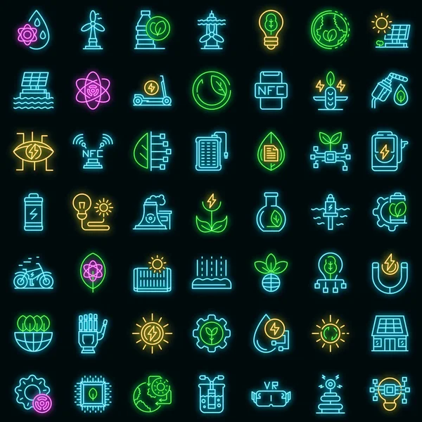 Eco innovation icons set vector neon — Stock Vector