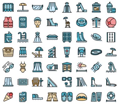 Su parkı simgeleri vektörü düzleştirdi