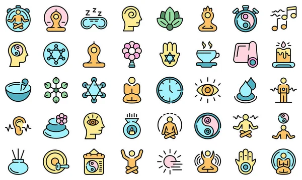 Spiritual practices icons set vector flat — Stock Vector