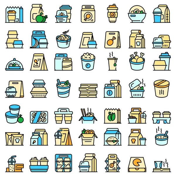 Vzít s sebou ikonu jídla, styl osnovy — Stockový vektor