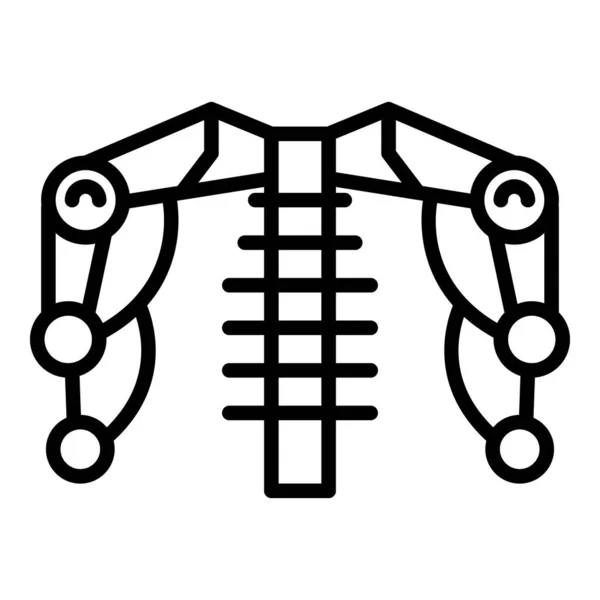Vettore di contorno icona mano esoscheletro. Robot artificiale — Vettoriale Stock