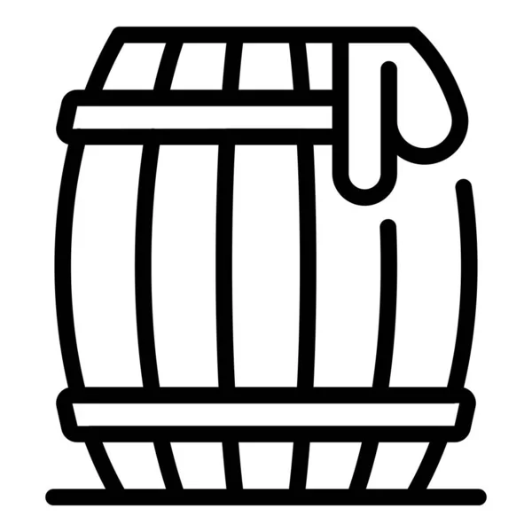 Ikona beczki drewna zarys wektor. Drewniana whisky — Wektor stockowy