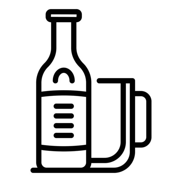 Cerveza botella taza icono contorno vector. Pinta de vidrio — Archivo Imágenes Vectoriales