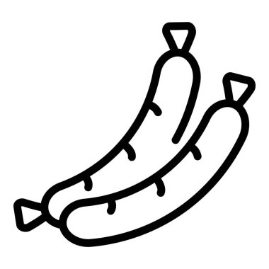 Domuz sosisi ikonu ana hatları vektörü. Sıcak çatal