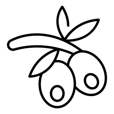 İtalyan zeytin ikonu ana hat vektörü. Ağaç dalı zeytin