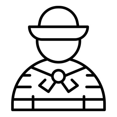 Gondolcu adam ikon ana hat vektörü. Gondol teknesi.