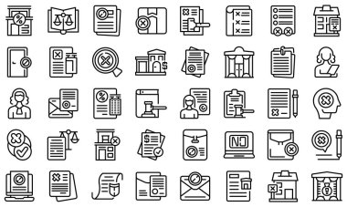 Disclaimer icons set outline vector. Defence waiver clipart