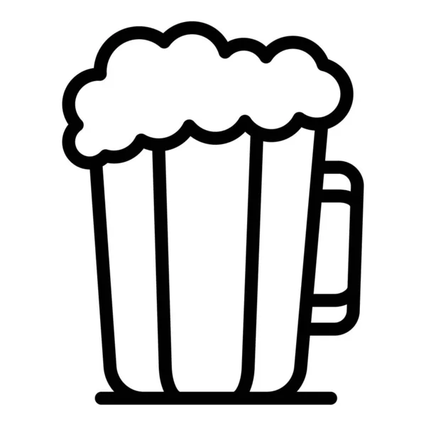 Schuim bier mok pictogram omtrek vector. Pint glas — Stockvector