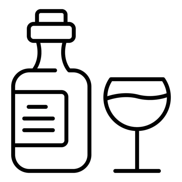 意大利酒瓶图标勾勒病媒.玻璃标签 — 图库矢量图片