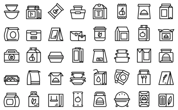 Snack pack iconos conjunto contorno vector. Bolsa de caramelo — Archivo Imágenes Vectoriales