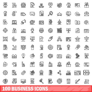 100 iş simgeler kümesi, anahat stili