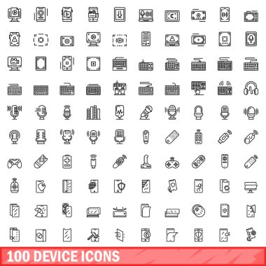 100 aygıt simgeler kümesi, anahat stili