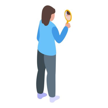 Kadın narsisizmi ikon izometrik vektörü. Ego bencilliği