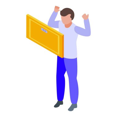 Benmerkezci erkek ikonu izometrik vektörü. Ego narsisizmi