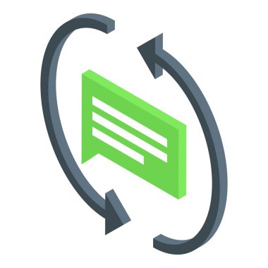 Yazılım mesajı ikonu izometrik vektörü. Api kodu