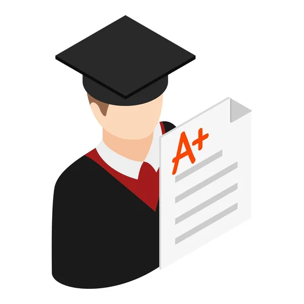 Univercity education icon isometric vector. Man student graduate and document — Stock Vector