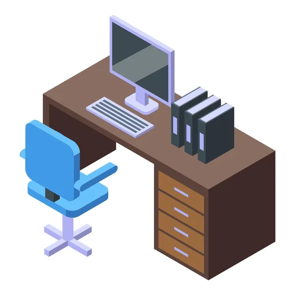 Icono de escritorio de oficina vector isométrico. Mesa escritorio — Vector de stock