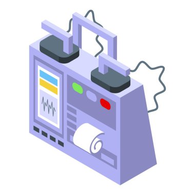 Icd defibrilatör ikon izometrik vektörü. Kalp aed