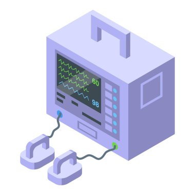 Aritmi defibrilatör ikon izometrik vektörü. Kalp pili aygıtı