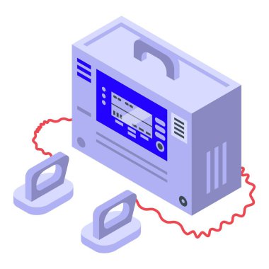 Tıbbi defibrilatör ikon izometrik vektörü. Kalp aed