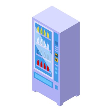 Soda makinesi izometrik vektörü. Su iç.