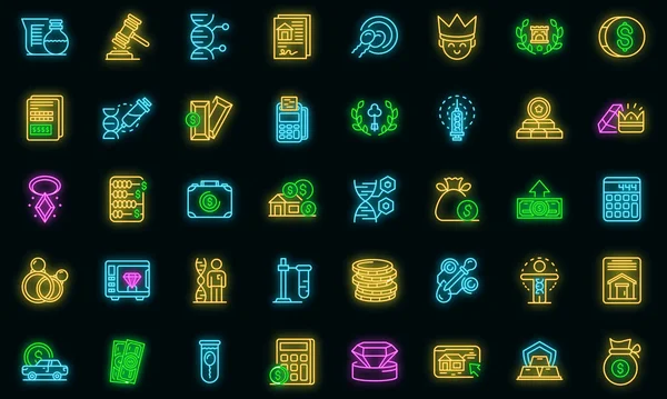 Vererbung Symbole setzen Vektor Neon — Stockvektor