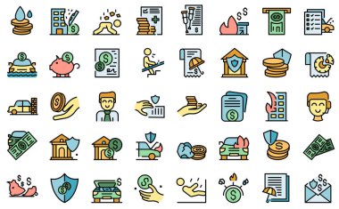 Tazminat simgeleri çizgi renk vektörünü ayarla