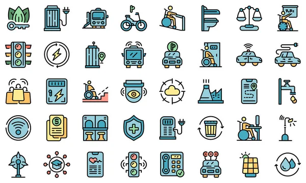 Iconos de entorno accesibles set line vector de color — Vector de stock