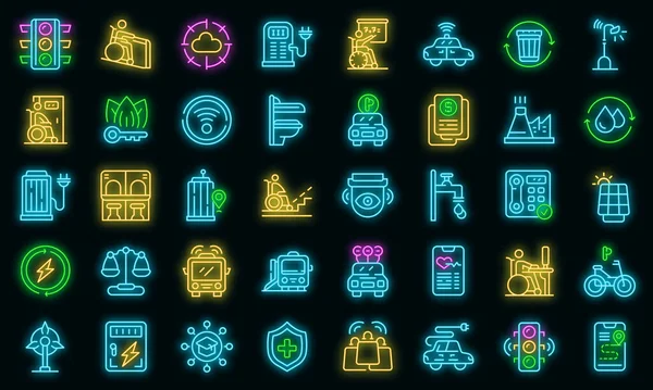 Toegankelijke omgeving pictogrammen set vector neon — Stockvector