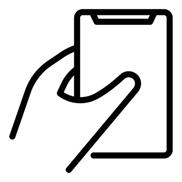 Touchscreen ícone móvel contorno vetor. Telefone da mão — Vetor de Stock