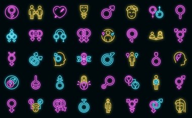Cinsiyet kimlik simgeleri vektör neonunu ayarla