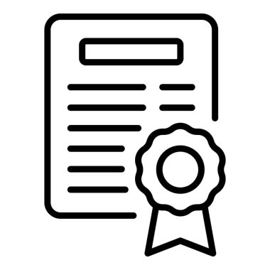 Diploma kağıt ikonu ana hatlı vektör. Çerçeve sertifikası