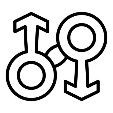 Cinsiyet eşitliği ikonu ana hatları vektörü. Kadın ayrımcılığı