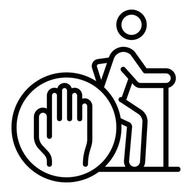 Yaş ayrımcılığı klişesi simge ana hatları vektörü. Üst düzey ayrımcılık