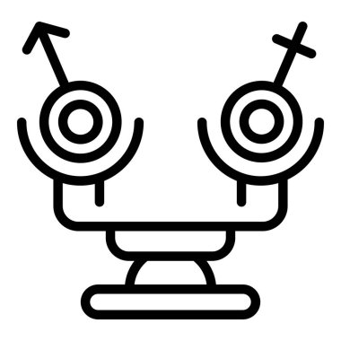 Cinsiyet ayrımcılığı ikonu ana hatları vektörü. Mesleki eşitlik