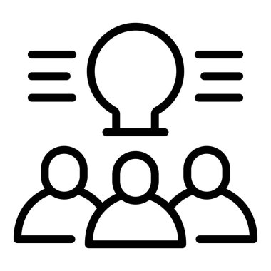 Grup beyin fırtınası ikon ana hatları vektörü. Halk takımı.