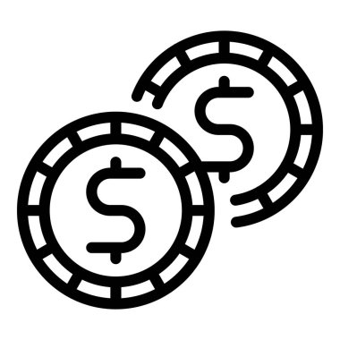 Altın sikke ikonu ana hat vektörü. Dolar parası.