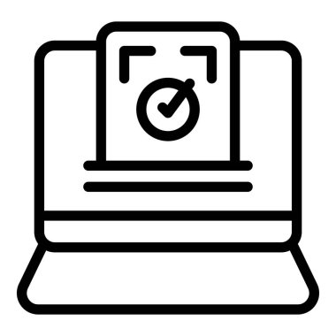 Çevrimiçi seçim simgesi ana hatları vektörü. Oy kutusu