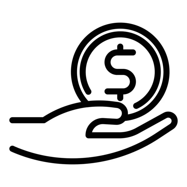 Doe vetor de contorno de ícone de dinheiro. Doação de caridade —  Vetores de Stock
