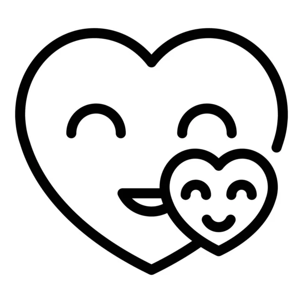 Vecteur de contour d'icône de coeur souriant. Joyeux sourire — Image vectorielle