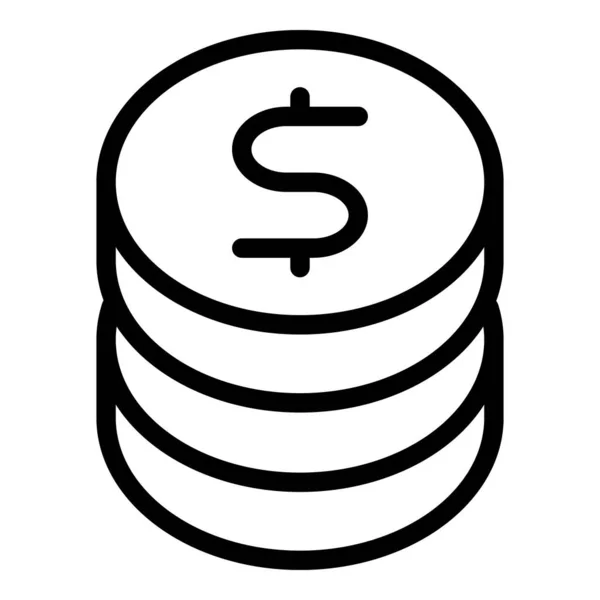 Vecteur de contour d'icône de pile de pièces. Monnaie — Image vectorielle