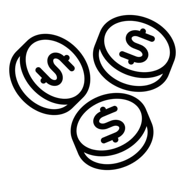 Dolar sikkeleri ikon ana hat vektörü. Bozuk para yığını — Stok Vektör