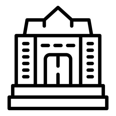 Dijital okul ikonu ana hatları vektörü. İnternetten öğren