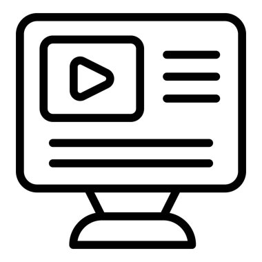 Uzaktan öğrenme simgesi ana hatlı vektörü. Yakınlaştırma eğitimi